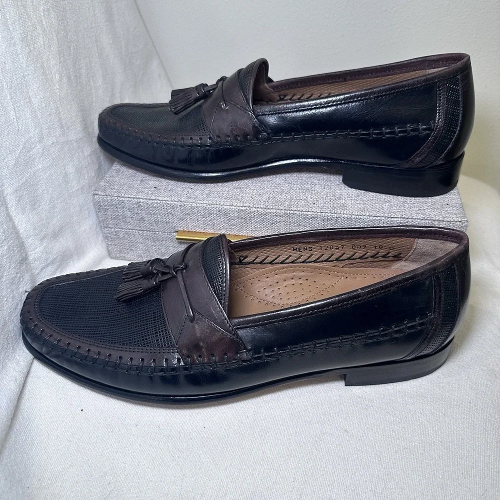 Mens FLORSHEIM Sz 10 Bio Comfort Brown Woven Texture Tasel Loafer Slip On Office